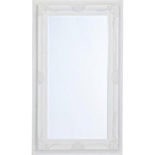 Hvidt spejl facetslebet barok med lidt sølv 87x147cm - Se flere hvide spejle
