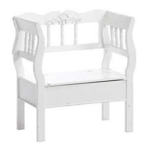 Slagb�nk m/ rum under s�de hvid 74x43x75cm