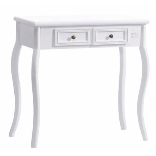 Konsolbord 2 skuffer svejfede ben hvidt 80x80x40cm