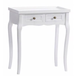 Konsolbord 2 skuffer svejfede ben hvidt 60x68x35cm - Se Hvide møbler og Spejle