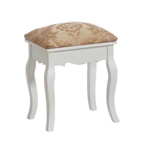 Taburet hvid med gyldent betræk 47x40x30cm - Se Hvide møbler og Spejle