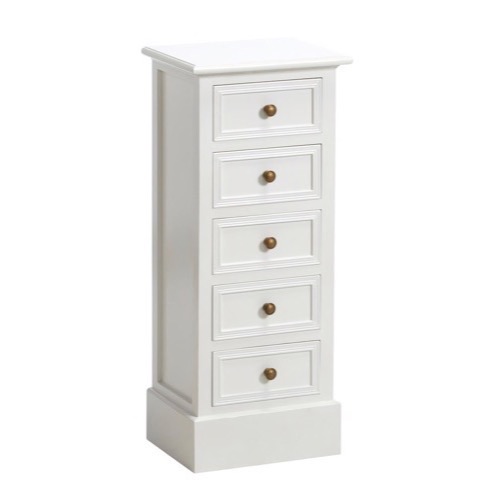 Kommode 5 skuffer hvid 34x80x27cm - Se flere Hvide kommoder