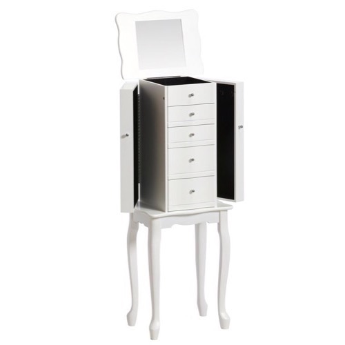 Smykkeskab 5 skuffer 3 låger 36x96x26cm sort stof - Se også Sminkeborde