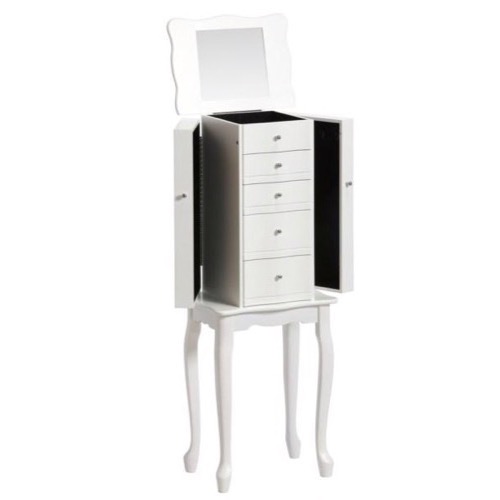 Smykkeskab 5 skuffer 3 låger 36x96x26cm hvidt