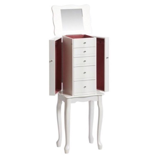 Smykkeskab 5 skuffer 3 låger 36x96x26cm hvidt