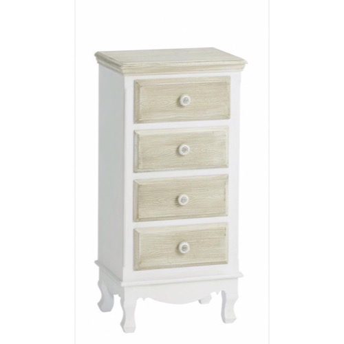 Kommode 4 skuffer 2-farvet hvid 40x83x30cm - Se Hvide møbler og Spejle