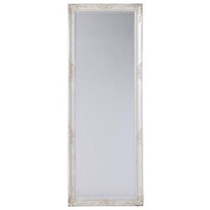 Hvidt spejl facetslebet let barok med lidt sølv 70x185cm - Se flere Hvide spejle og Hvide møbler