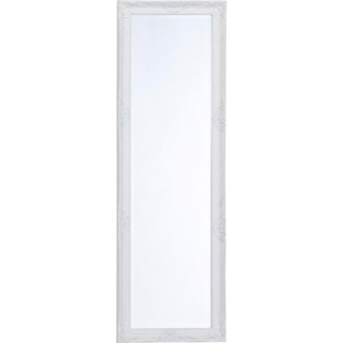 Hvidt spejl facet let barok med lidt sølv i rammen 55x170cm - Se flere Hvide spejle