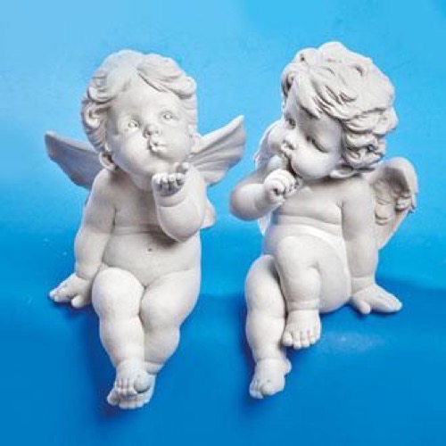 Engel hvid siddende på kant h25cm - Se flere Hvide Engle