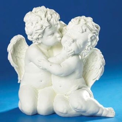 Engle 2 hvide siddende og kyssende h18cm - Se flere Hvide Engle