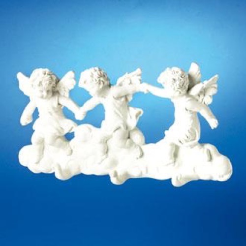 Engle 3 hvide på Knagerække 14x28cm - Se flere Hvide Engle