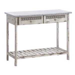 Konsolbord m/ metalplade 100x80x44cm antik look hvidgrå - Se flere Hvide møbler og Spejle