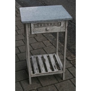Konsolbord med metalplade 50x80x44cm antik look hvidgrå