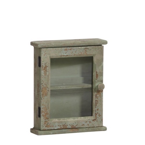  Vægskab 1 glaslåge 24x30x7cm antik look grøn - Se også Hvide møbler og Spejle