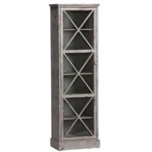 Skab m/ kryds i lågen 53x172x32cm antik look hvidgrå