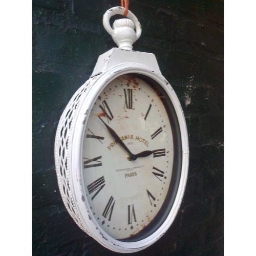 Ur 603 Oval hvidt/rust antik look slidt metal - Se flere Metal ure 