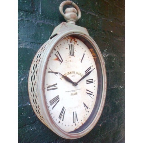 Ur 603 Oval grøn/rust antik look slidt metal - Se flere Metal ure