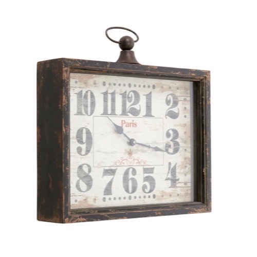 Ur Paris antik look træ slidt sort/rust - Se flere Ure og Spejle