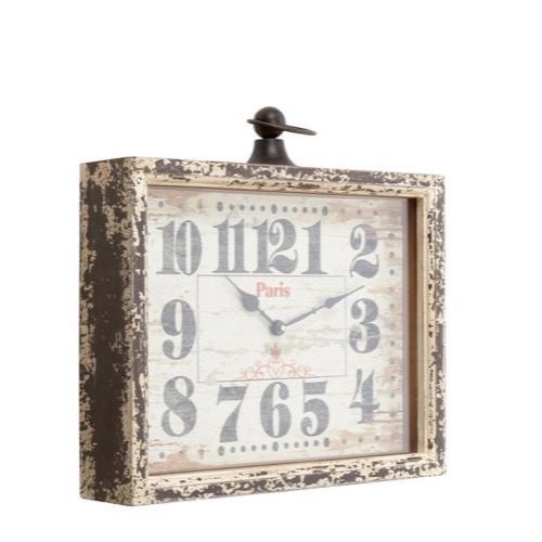 Ur Paris antik look træ slidt hvidt/rust - Se flere Ure og Spejle