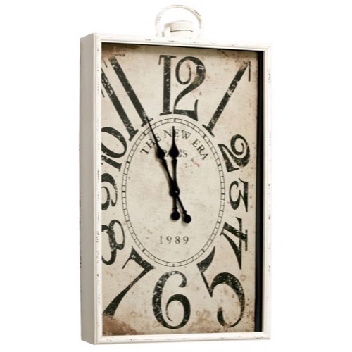 Ur 627 Rektangel hvid/rust antik look slidt metal - Se flere Ure og Spejle