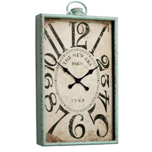 Ur 627 Rektangel mintgrøn/rust antik look slidt metal - Se flere Ure og Spejle