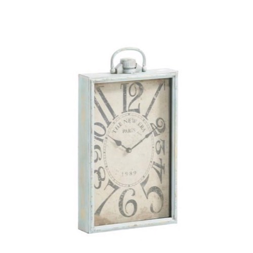 Ur 643 Rektangel mintgrøn/rust antik look slidt metal - Se flere Ure og Spejle