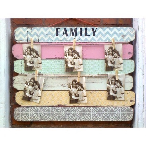 Tavle af 6 brædder & 6 klemmer til fotos  71x55x4cm - Se også Spejle og Hvide møbler