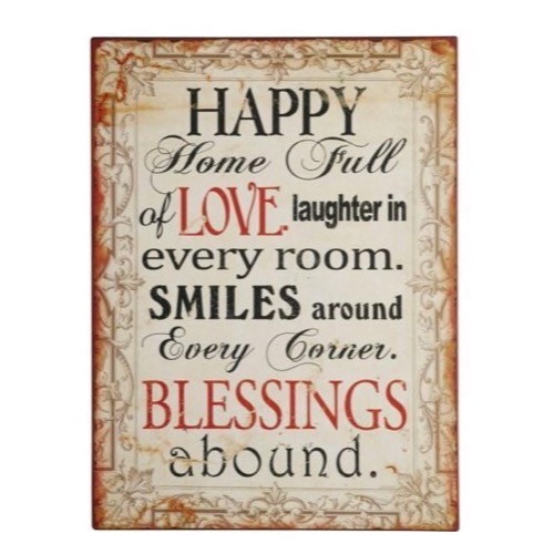 Metal skilt Happy Home Full Of Love 37x50cm