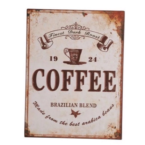 Metal skilt 27x35cm Coffee - Brazilian Blend - Made From The Best Arabica Beans
