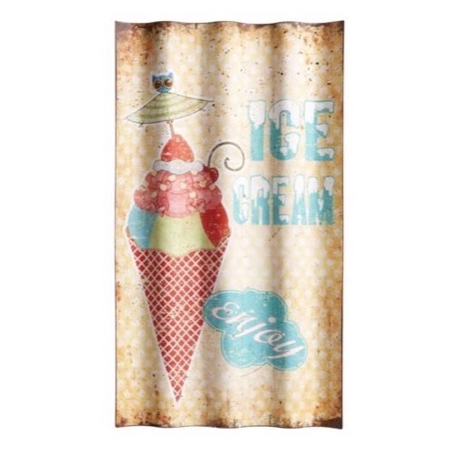 Bølgeformet metal skilt 37x66cm Ice Cream - Enjoy