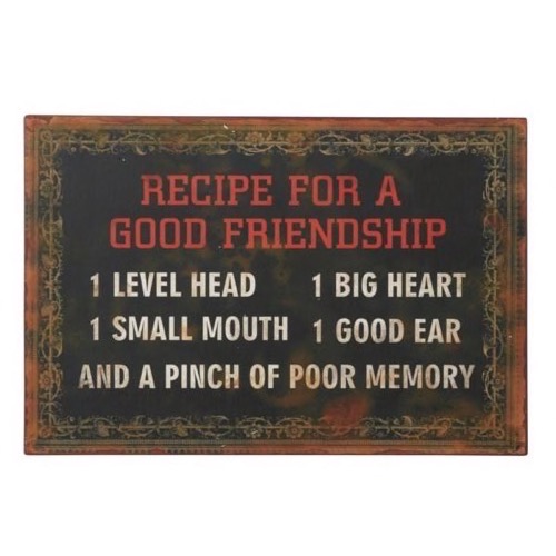 Metal skilt Recipe For A Good Friendship 36x24cm 