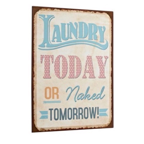 Metal skilt 26x35cm Laundry Today Or Naked Tomorrow - Se Metal skilte