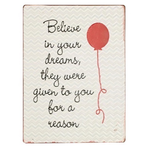 Metal skilt 35x26cm Believe In Your Dreams They Were Given To You - Se flere Metal skilte og Spejle