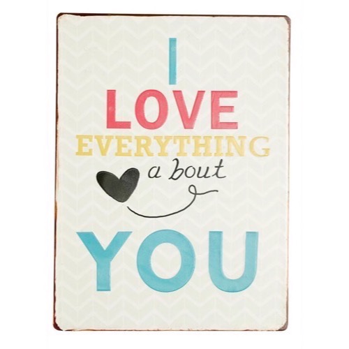 Metal skilt 35x26cm I Love Everything About You - Se flere Metal skilte og Spejle