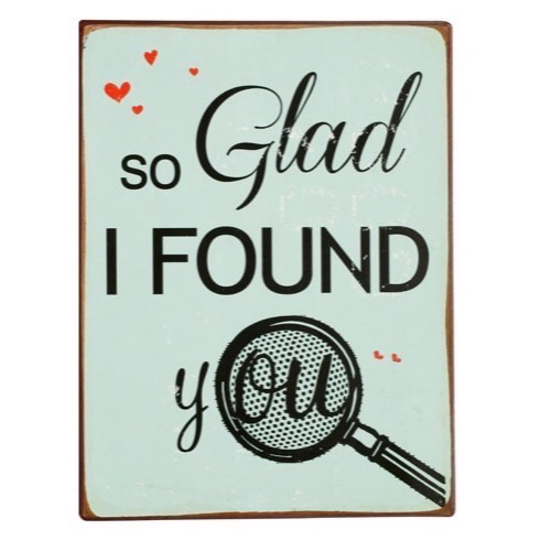 Metal skilt 26x35cm So Glad I Found You - Se flere metal skilte og Spejle