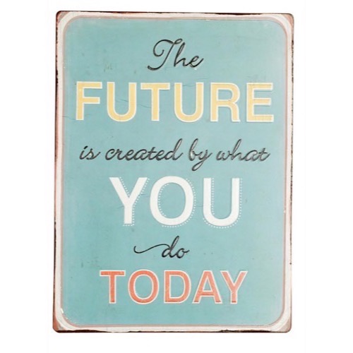 Metal skilt 26x35 The Future Is Created By What You Do Today - Se flere Skilte og Spejle