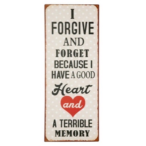 Metal skilt 31x76cm I Forgive And Forget Because I Have A Good Heart - Se Metal skilte