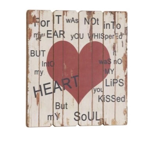 Træ skilt 40x40cm For It Was Not In My Ear You Whispered - Se også Spejle