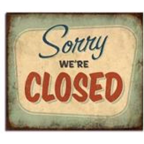 Træ skilt 40x30cm antik look Sorry We\'re Closed