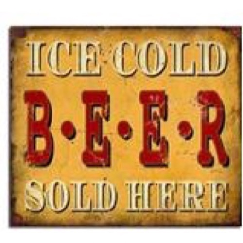 Antik look Træ skilt 40x30cm Ice Cold Beer Sold Here