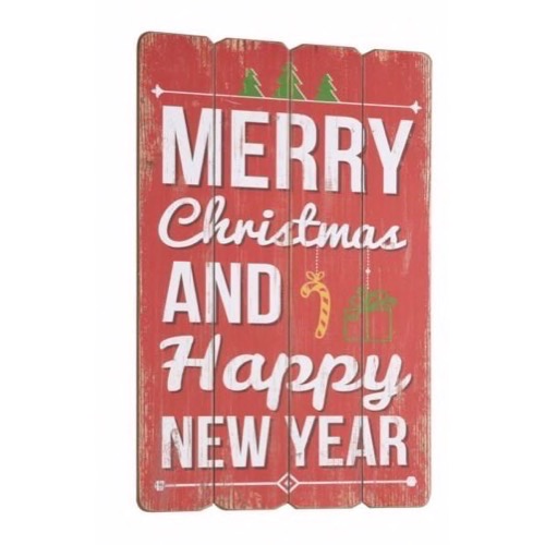 Træ skilt Merry Christmas And Happy...40x60cm