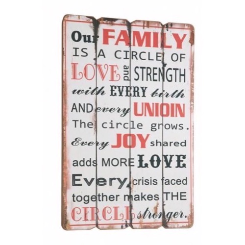 Træ skilt Our Family Is A Circle Of Love 40x60cm