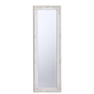 Hvidt spejl m/lidt sølv facetslebet let barok 42x132cm - Se flere Hvide spejle