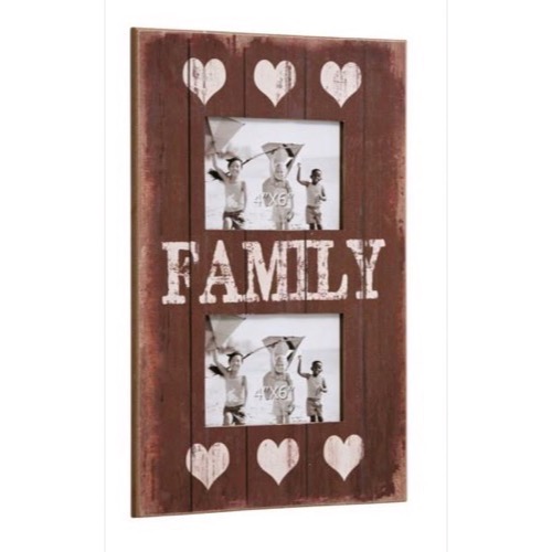 Fotoramme træ 2 fotos FAMILY 27x38cm mørk - Se Hvide møbler og Spejle