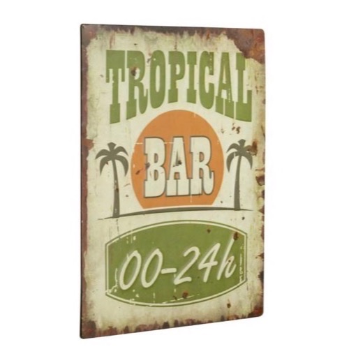 Metal skilt Tropical Bar 00-24h 30x40cm 