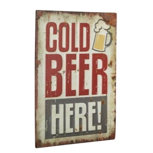 Cold Beer Here - metal skilt 30x40cm