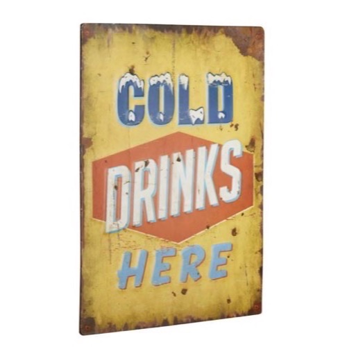 Metal skilt Cold Drinks Here 30x40cm 