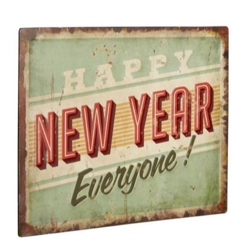 Metal skilt Happy New Year Everyone! 40x30cm