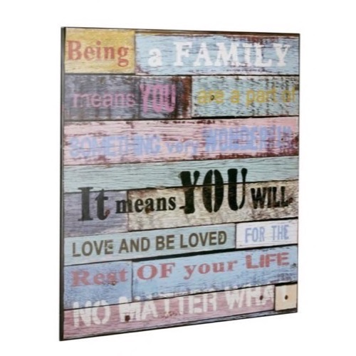 Metal skilt Being A Family Means...40x40cm