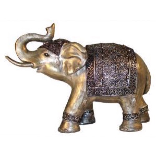 Elefant i polyresin varm sølv  h:14cm